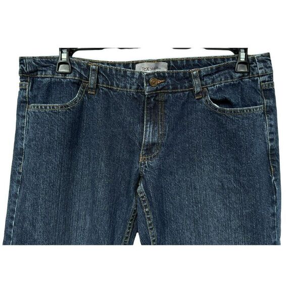 Tex by Max Azria Wide Leg Cotton Ankle Jeans Sz 12 Front & Back Pockets Med Wash - Picture 2 of 4